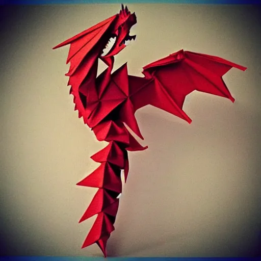 Image similar to “fire breathing dragon made from origami”