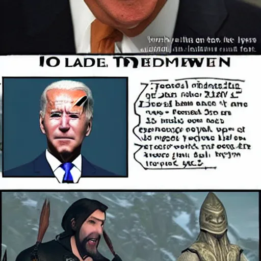 Image similar to joe biden in skyrim