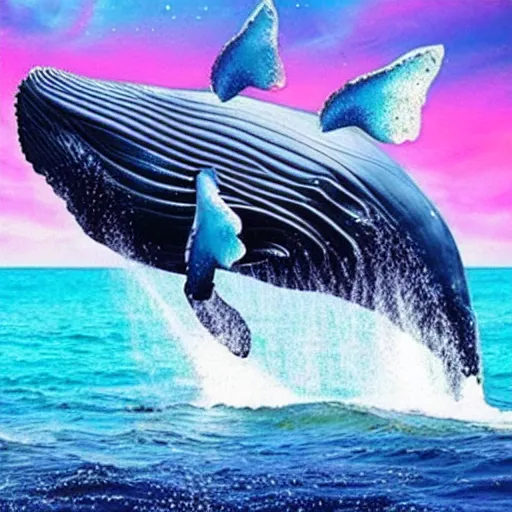 Prompt: photomanipulation of a huge whale that has tiny fairy wings