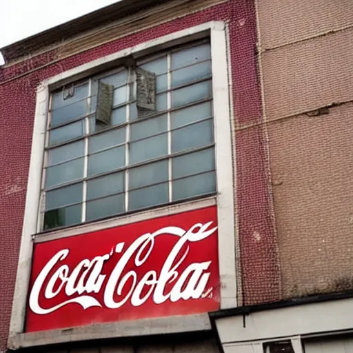Prompt: a ghost sign on the side of a building, advertising coca - cola