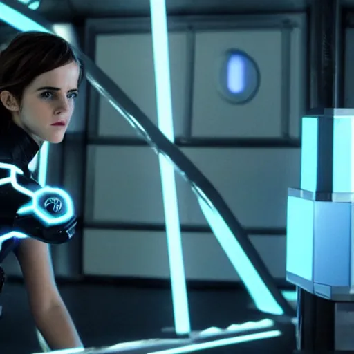 Image similar to movie still of emma watson in tron : legacy ( 2 0 1 0 )