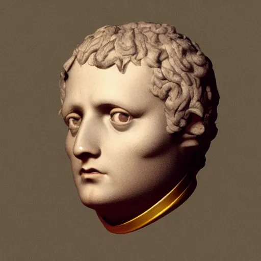 Image similar to the head of napoleon with the eyes staring at the camera, 3 d octane render.