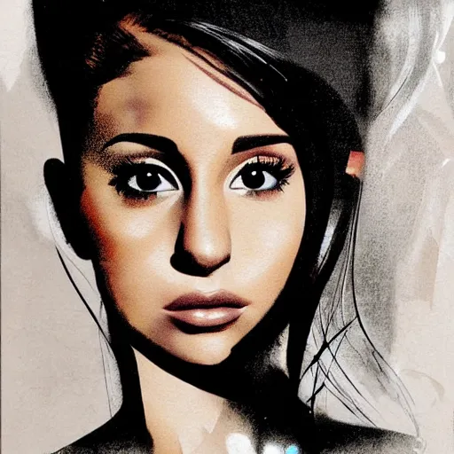 Image similar to portrait of ariana grande by R. Crum and Dave McKean