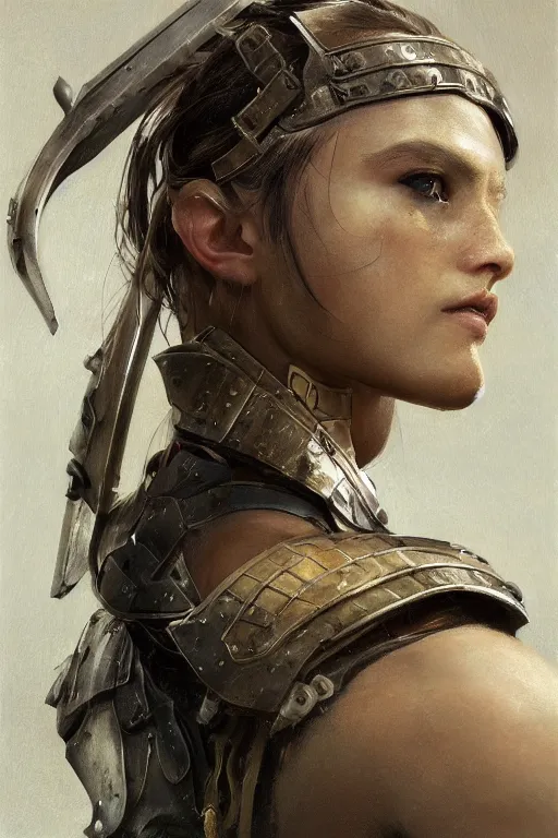 Prompt: a photorealistic painting of an attractive young girl, partially clothed in battle armor, olive skin, long dark hair, beautiful bone structure, symmetrical facial features, intricate, elegant, digital painting, concept art, illustration, sharp focus, minimal artifacts, from Metal Gear, in the style of Ruan Jia and Mandy Jurgens, by Greg Rutkowski, trending on Artstation, award winning