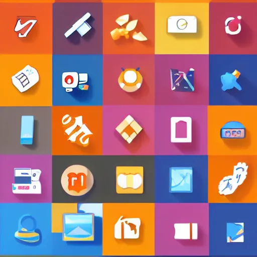 icon pack, asset sheet, photoshop, simplistic icons | Stable Diffusion ...