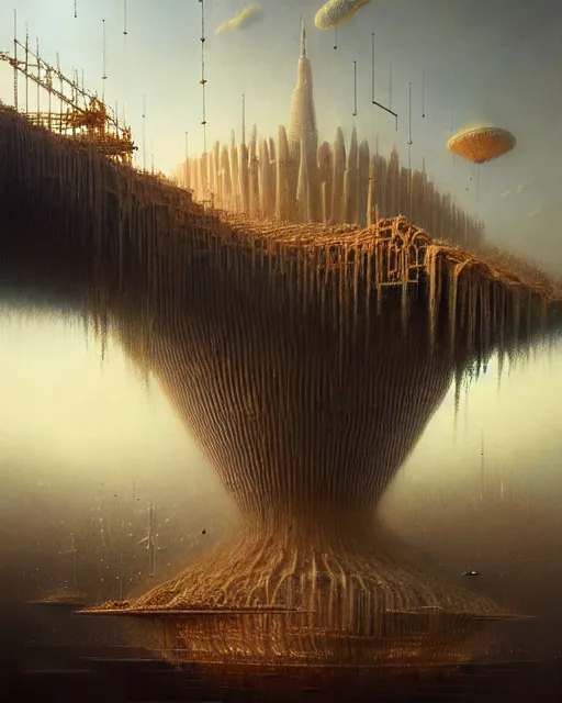 Image similar to a hyper - detailed 3 d render like a oil painting of the construction of a unified theory, surrealism!!!!! surreal concept art, lifelike, photorealistic, digital painting, aesthetic, smooth, sharp focus, artstation hd, by greg rutkowski, bruce pennington, valentina remenar and asher duran,