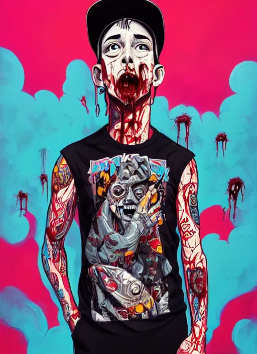 Prompt: zombie full body hiphop streetwear drip, tristan eaton, victo ngai, artgerm, rhads, ross draws