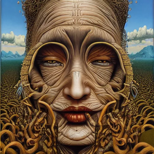 Prompt: monalisa by jacek yerka, alex gray, zdzisław beksiński, dariusz zawadzki, jeffrey smith and h.r. giger, oil on canvas, 8k highly professionally detailed, trending on artstation