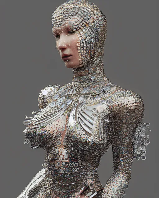 Image similar to a highly detailed metahuman 4 k close up render of an alien goddess bella hadid monument face accessories in iris van herpen dress schiaparelli in diamonds crystals swarovski and jewelry iridescent in style of alphonse mucha gustav klimt trending on artstation made in unreal engine 4