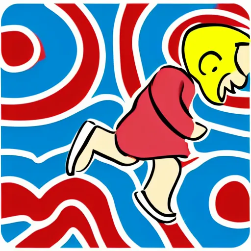 Prompt: a child running, image suitable for use as an icon, simple cartoon style