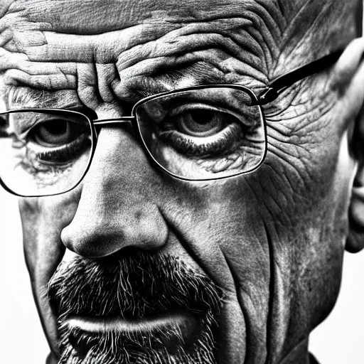 Image similar to portrait of Walter White in the style of Lee Jeffries, award-winning, detailed, 82 mm sigma art, close up