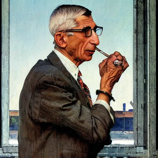 Image similar to a norman rockwell painting of anthony fauci