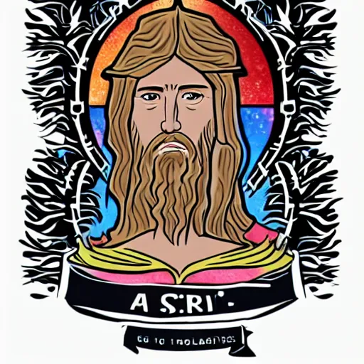 Image similar to “a t shirt design involving Christian religion and Jesus”