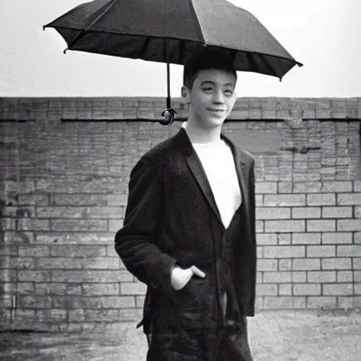 Image similar to photo of a young man holding an umbrella