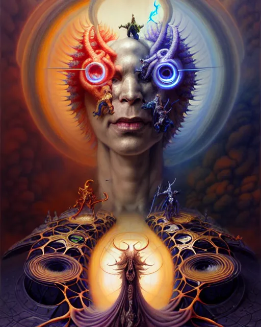 Prompt: the armies of heaven and hell, fantasy character portrait made of fractals facing each other, ultra realistic, wide angle, intricate details, the fifth element artifacts, highly detailed by peter mohrbacher, hajime sorayama, wayne barlowe, boris vallejo, aaron horkey, gaston bussiere, craig mullins