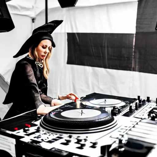 Prompt: a witch on the dj decks