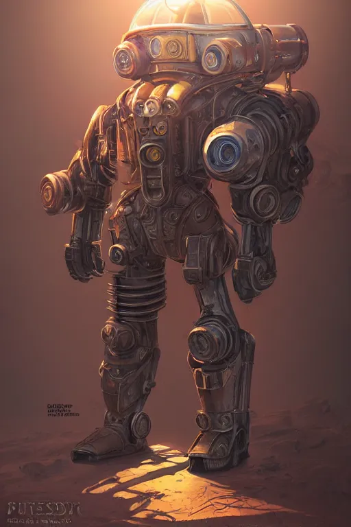 Image similar to hardmesh retro futurist steampunk fallout 7 6 power armor, hyper realistic, art cover, official fanart behance hd artstation by jesper ejsing, by rhads, makoto shinkai, final fantasy, unreal engine highly rendered, global illumination, radiant light, intricate environment radiating a glowing aura global illumination ray tracing hdr