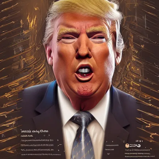 Prompt: donald trump, au naturel, hyper detailed, digital art, trending in artstation, cinematic lighting, studio quality, smooth render, unreal engine 5 rendered, octane rendered, art style by klimt and nixeu and ian sprigger and wlop and krenz cushart