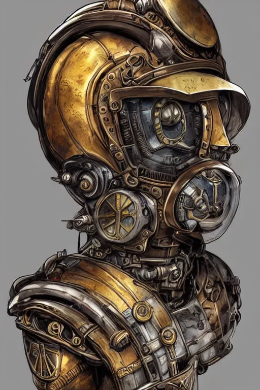 Image similar to steampunk helmet fantasy art mask robot ninja stylized digital illustration sharp focus, elegant intricate digital painting artstation concept art global illumination ray tracing advanced technology chaykin howard and campionpascale and cooke darwyn and davis jack