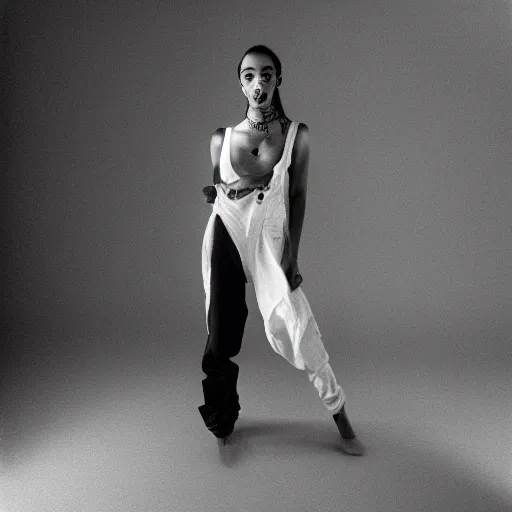 Image similar to realistic! photoshoot for a new heliot emil lookbook, color film photography, starring fka twigs, in style of tyler mitchell, 35mm