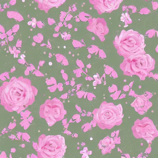 Prompt: sage green pastel colors girly flowers pattern by blake kathryn realistic volumetric subtle holographic highlights