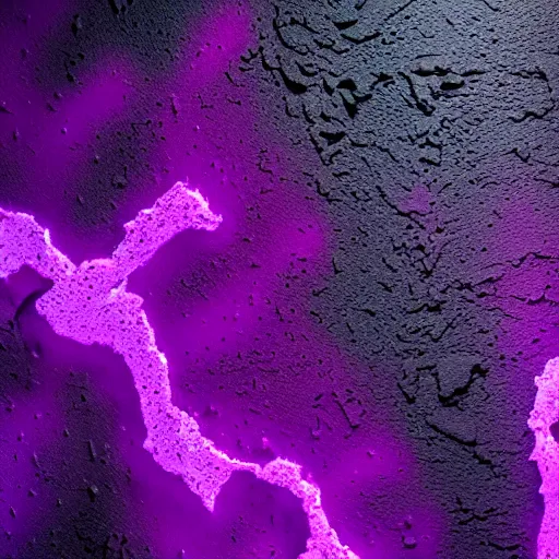 Prompt: 3D statue!!!, purple shattered paint!, glowing lava!!!, (((conglomerate!, slush)), abstract!, black backdrop!, 4k!, award-winning photo!!!!