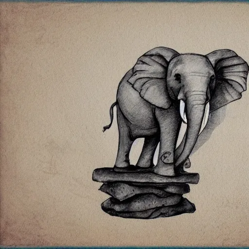 Prompt: a balancing elephant, artwork by artgem