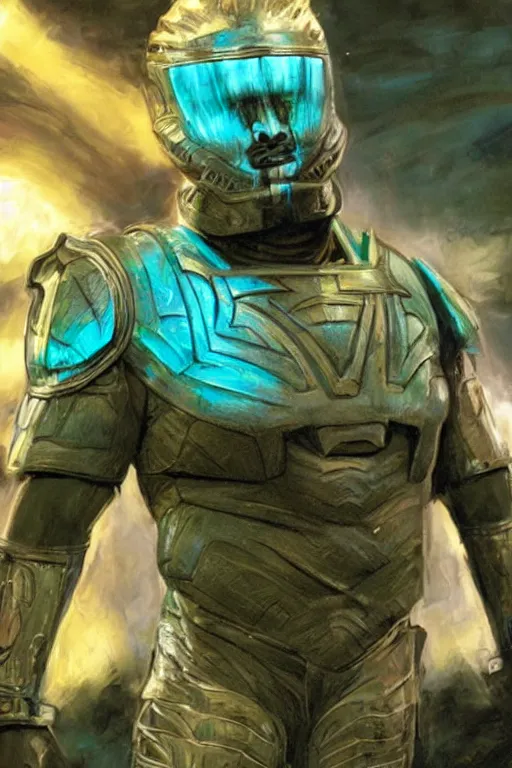 Image similar to movie still of Christopher Judge playing Teal\'c in an episode of Stargate SG-1, a ruggedly handsome hero, intricate, elegant, highly detailed, centered, digital painting, artstation, concept art, smooth, sharp focus, illustration, art by artgerm and donato giancola and Joseph Christian Leyendecker, Ross Tran, WLOP