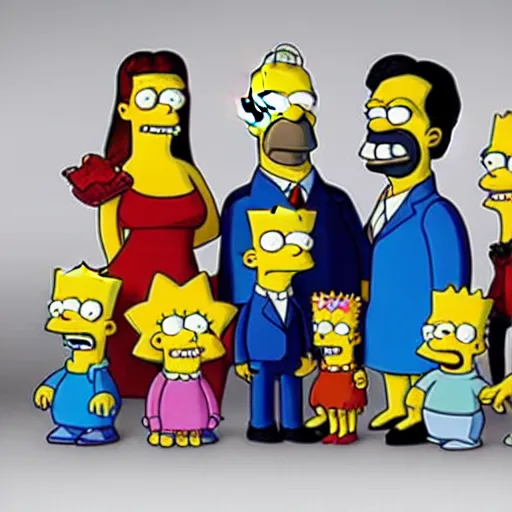 Prompt: the Simpsons family made out of crystal figures