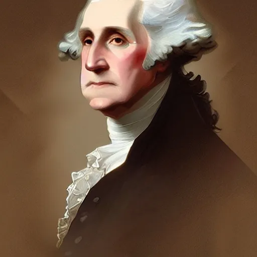 Image similar to portrait of george washington, intricate, elegant, highly detailed, artstation, concept art, smooth, sharp focus, art by artgerm and greg rutkowski and alphonse mucha,