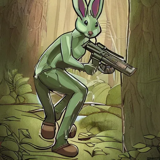 Prompt: woodland bunny, resistance, antropomorphic, guerilla medic, green flag, illustration, highly detailed, art by kyle ferrin