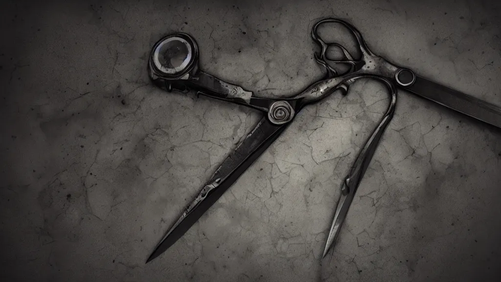 Prompt: monster scissors, eldritch, horror, 8K, concept art, filmic, HDR, hyperrealism, volumetric lighting, Dark art