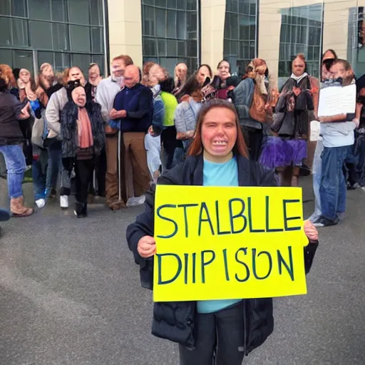 Image similar to someone holding a sign that says stable diffusion