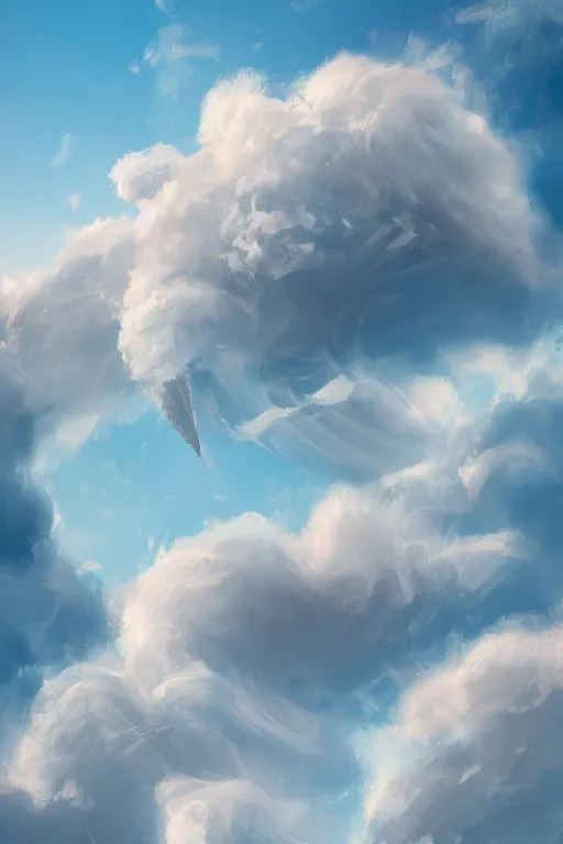 Image similar to clouds that look like angels hair and ice cream castles in the air, and feather canyons everywhere, trending on artstation