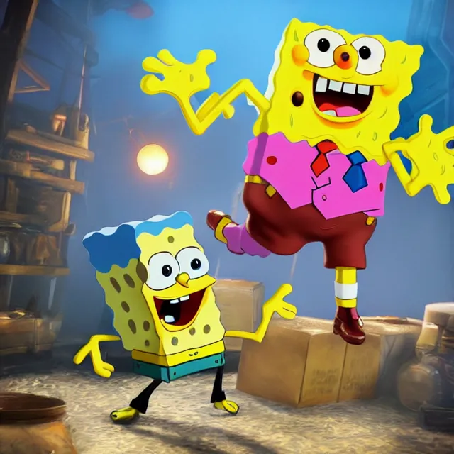 Image similar to spongebob squarepants in mortal kombat, character, videogame render, 4 k, artstation