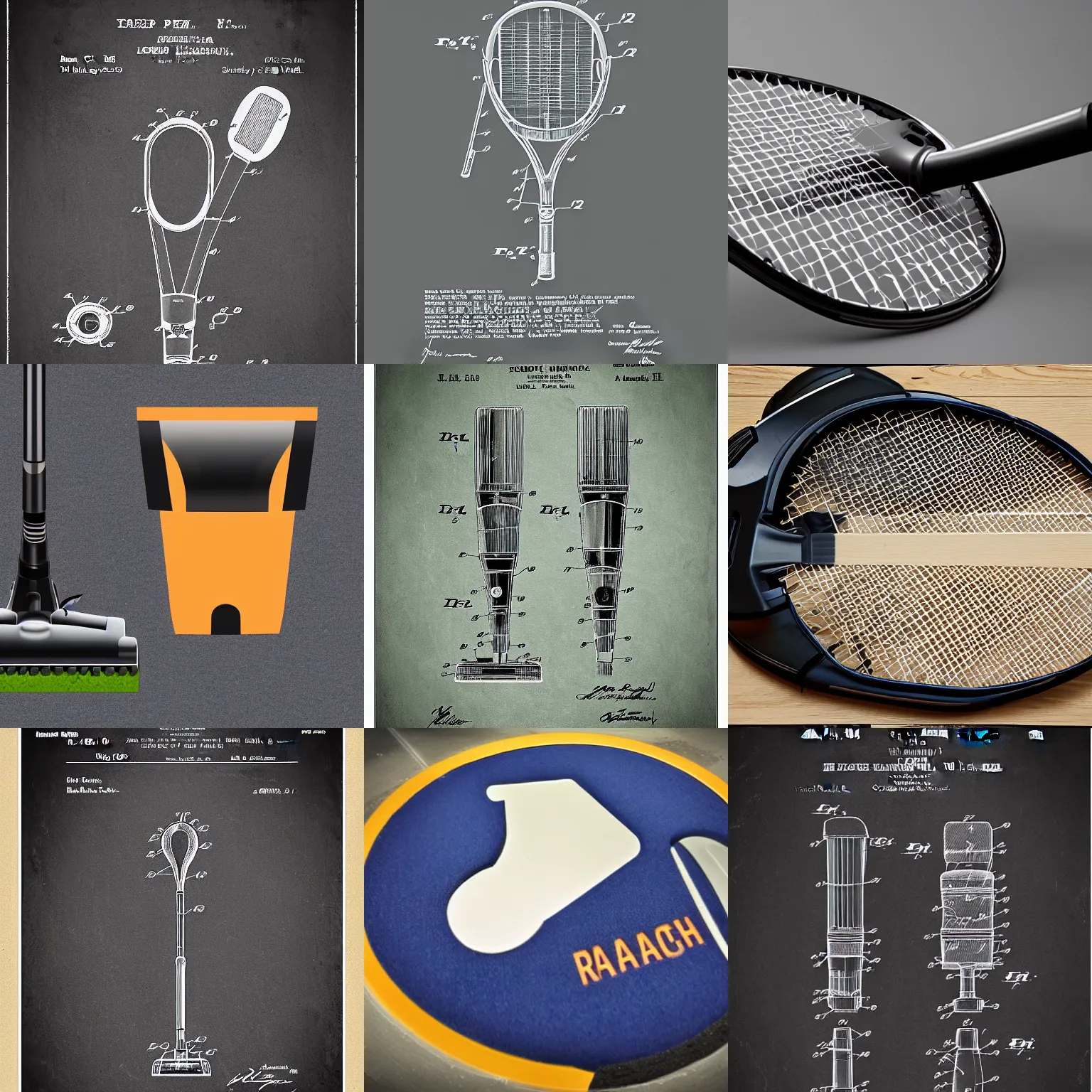 Prompt: patent for an vacuum cleaner squash racquet