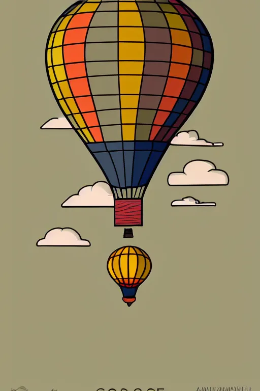 Image similar to sunrise mountain water hot air balloon illustration vector digital art by amiyakinyu trending on artstation