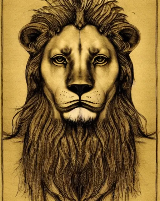 Image similar to four of an eagle, face of an lion, face of an ox, face of an human, on one creature. drawn by da vinci