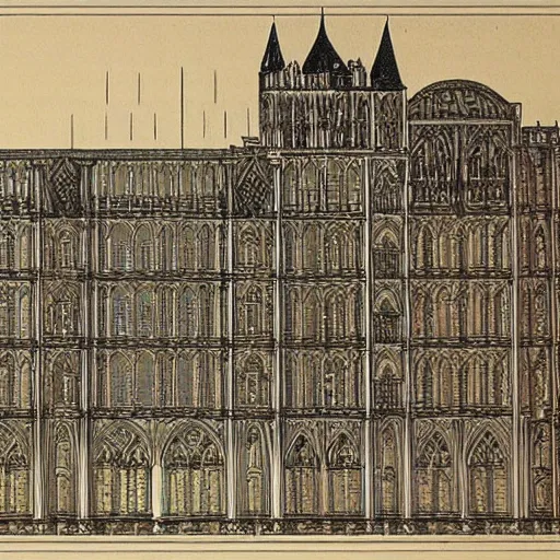 Prompt: floor plan, gothic castle, architecture