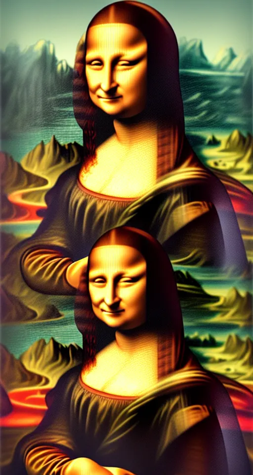 Prompt: the mona lisa as a robot, digital art