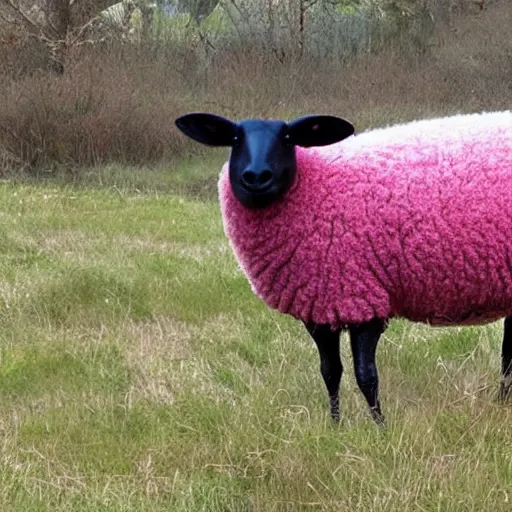 Prompt: a photo of a pink sheep, realistic, detailed