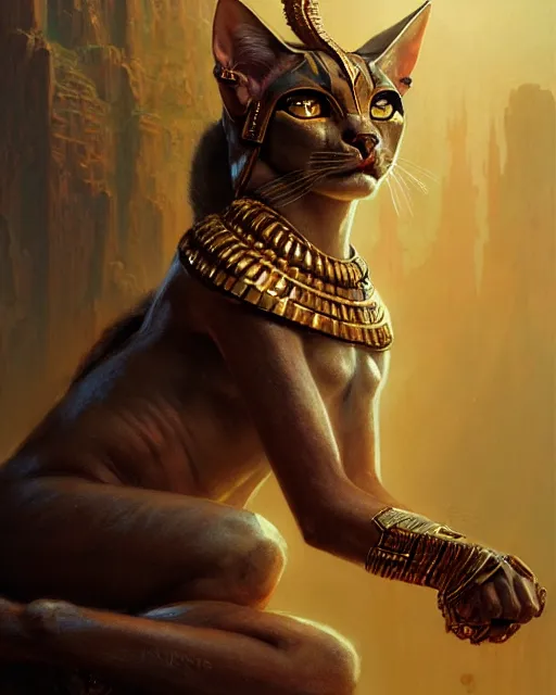 Image similar to fierce goddess bastet, fantasy character portrait, ultra realistic, concept art, intricate details, highly detailed by greg rutkowski, gaston bussiere, craig mullins, simon bisley