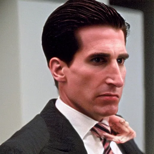 Prompt: The American Psycho\'s Hip To Be Square scene but Patrick Bateman is played by Ross Geller