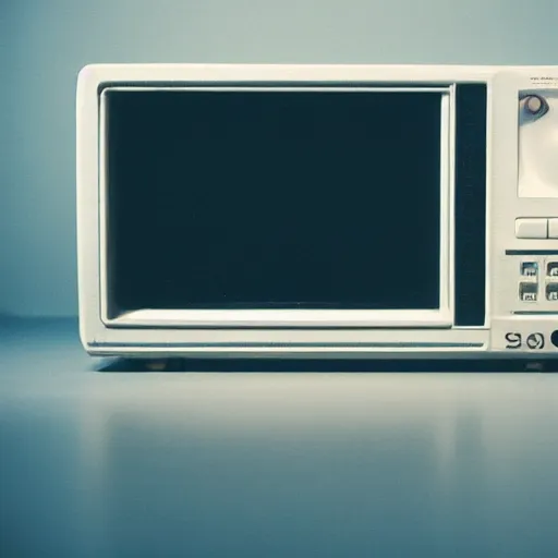 Image similar to a professional studio photograph ((of a 90s television and VHS combo playing a video)) (((((((((((((of clouds))))))))))))), key light, 50mm, shallow depth of field, no artefacts