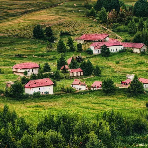 Image similar to a romanian village, 4 k photography, very detailed, photo realistic, cinematic