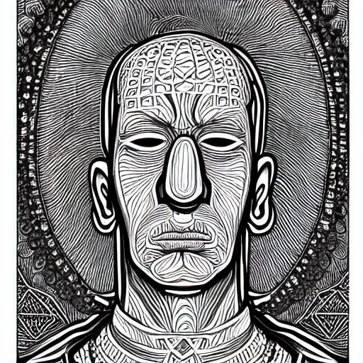 Image similar to a symmetrical portrait illustration of homer simpson hand drawn sketch on artstation 4 k intricate extremely detailed digital art by alex grey infinite wisdom sacred geometry