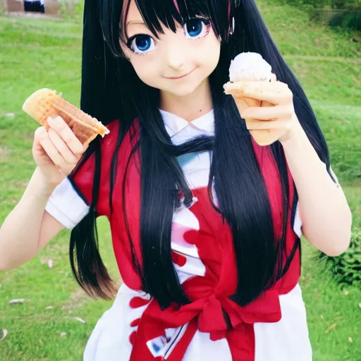 Prompt: anime girl with ice cream