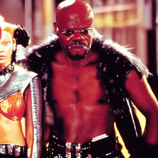 Prompt: Samuel L. Jackson as Ruby Rod in The Fifth Element movie