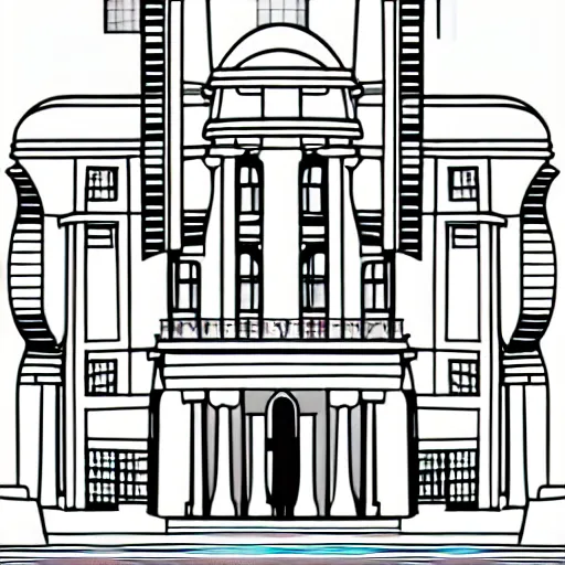 Image similar to an architectural dream, line vector art