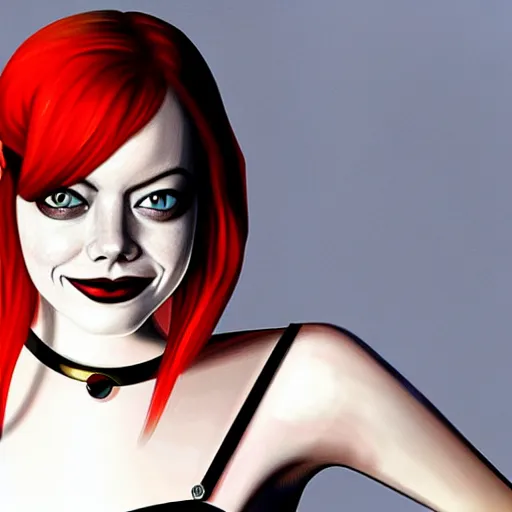 Image similar to emma stone as harley quinn, golden ratio, hd, centered